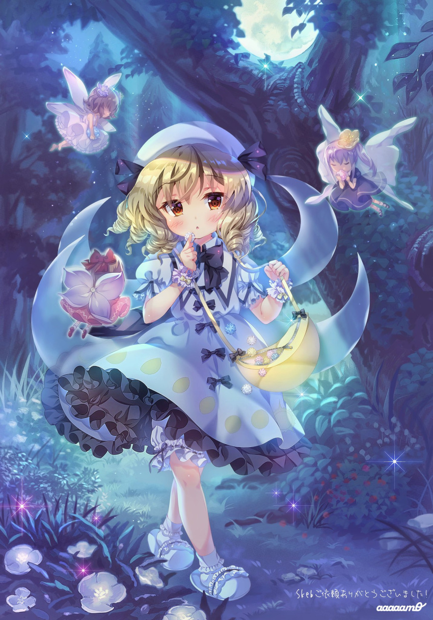 4girls, amo_(shibu3), bag, black_bow, black_bowtie, blonde_hair, bow, bowtie