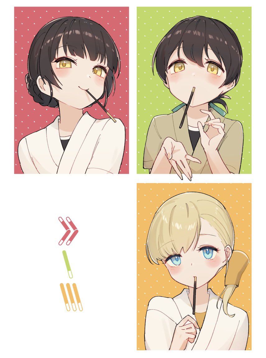 1girl, bangs, black_hair, blonde_hair, blue_eyes, blue_ribbon, blunt_bangs, braid