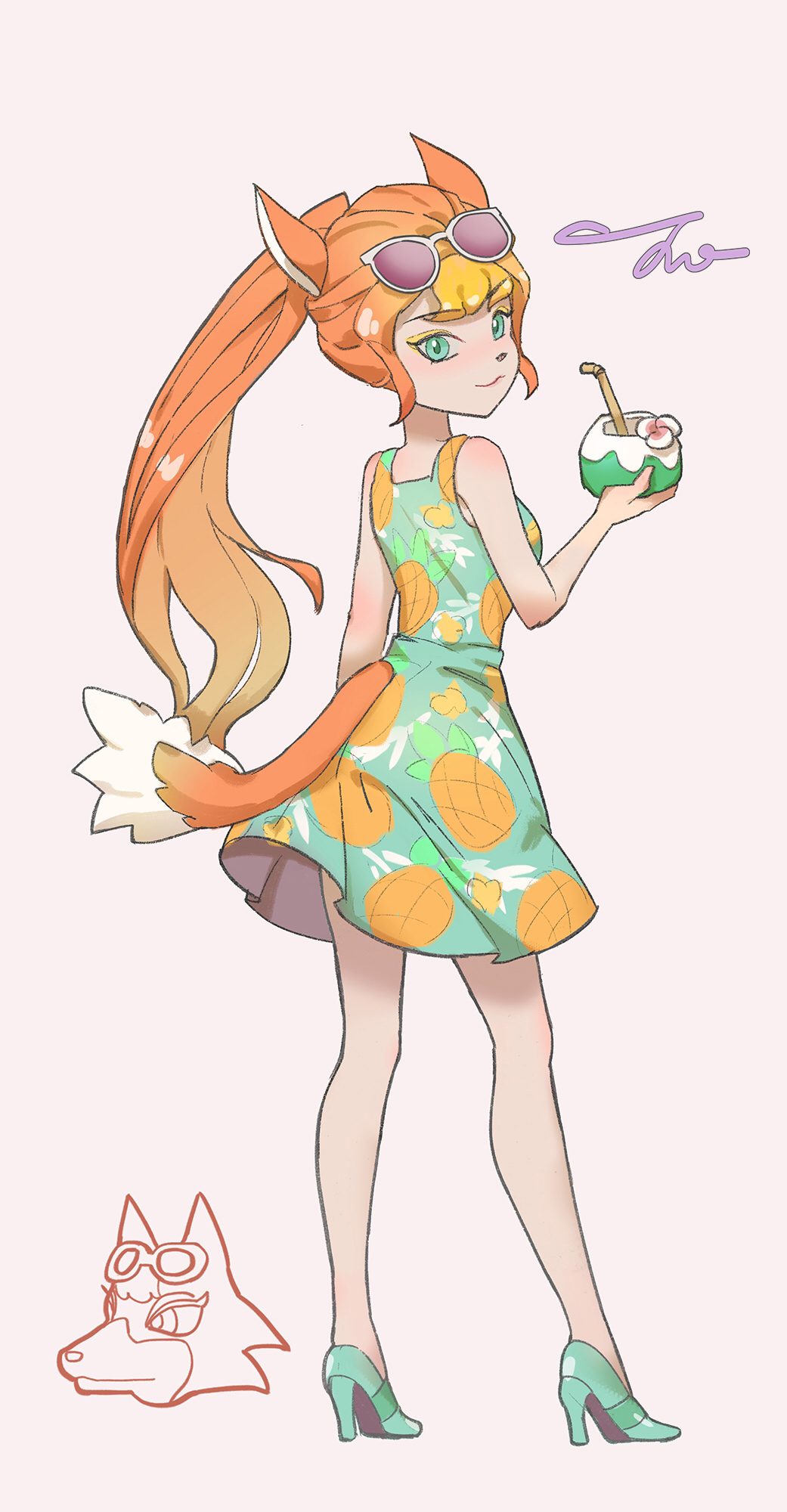 1girl, :d, animal_crossing, audie_(animal_crossing), bangs, blue_eyes, breasts, commentary