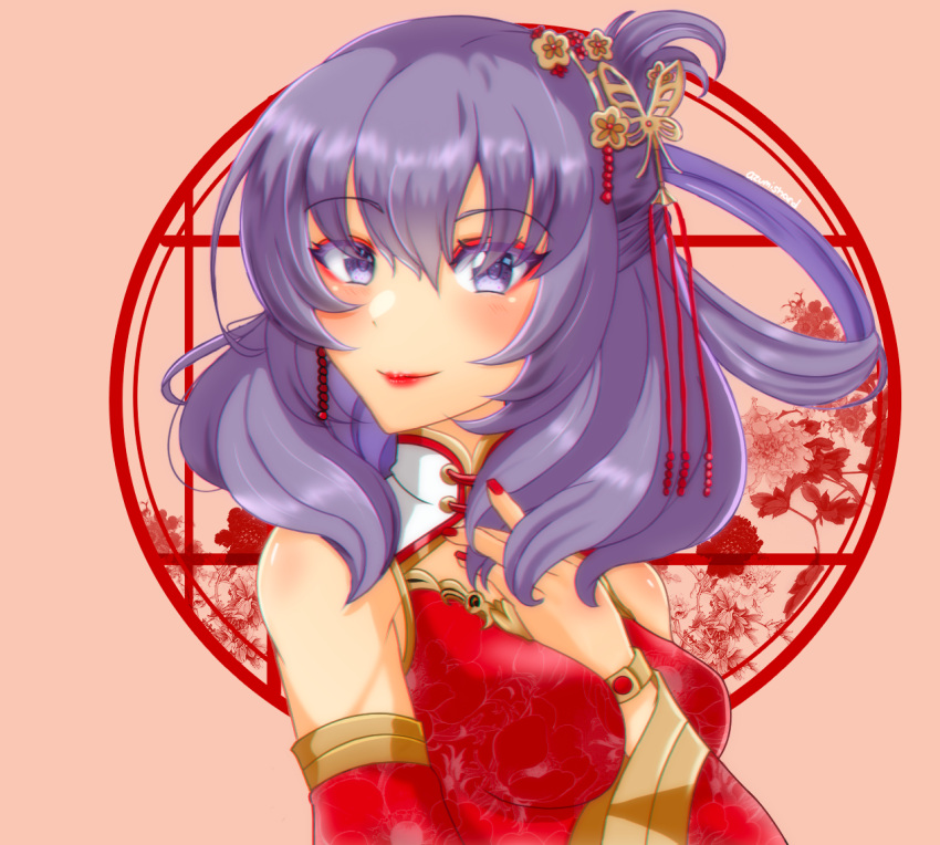 1girl, ao_no_kiseki, artist_name, azumishard, bracelet, china_dress, chinese_clothes, dress
