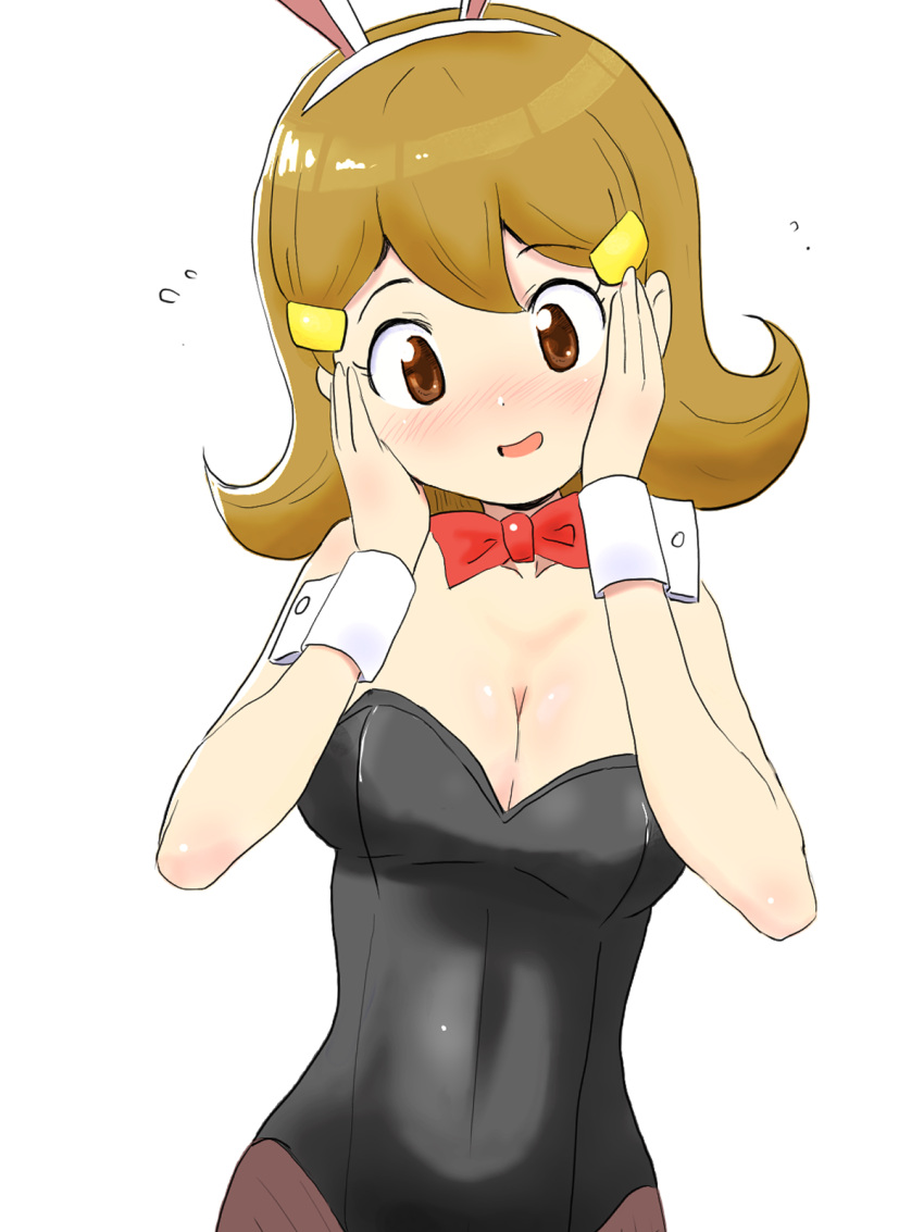 5-volt, brown_eyes, detesu, highres, playboy_bunny, solo, warioware, white_background