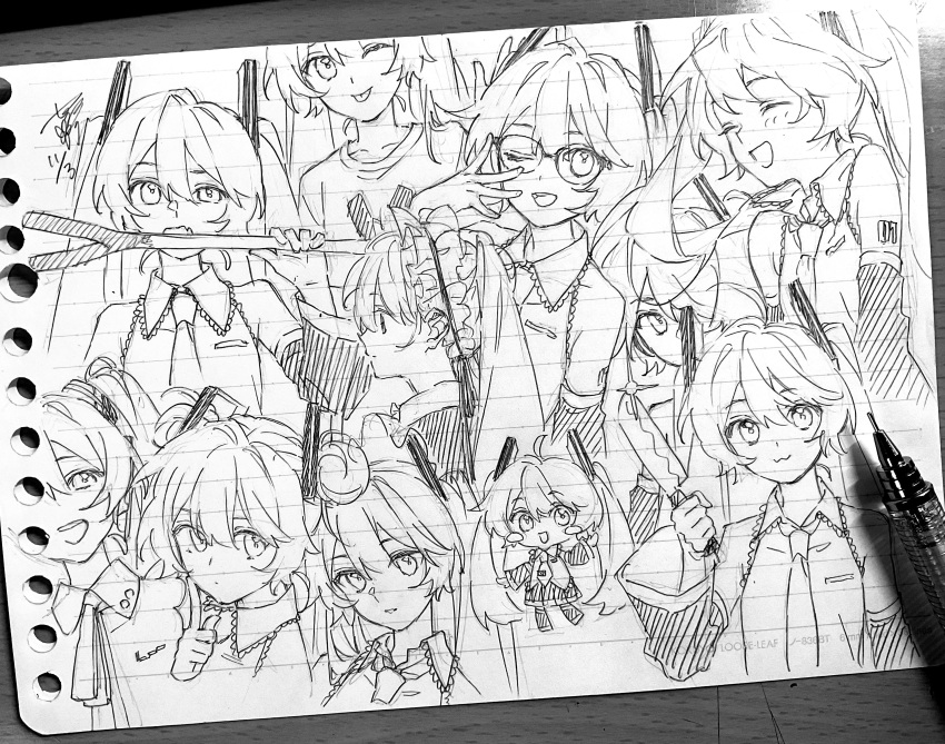 1girl, :3, :p, ;), a7mber, absurdres, adjusting_eyewear, arm_at_side