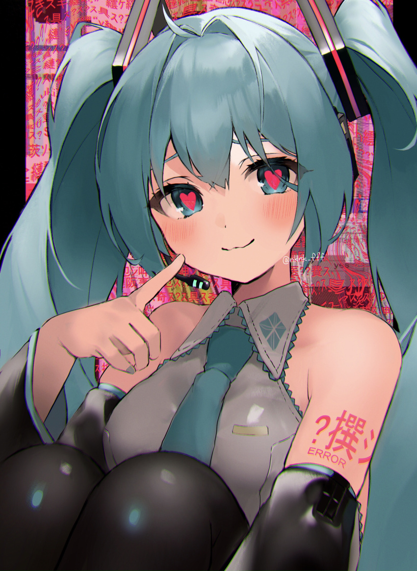 1girl, :3, absurdres, ahoge, aqua_hair, blush, finger_to_cheek, green_eyes