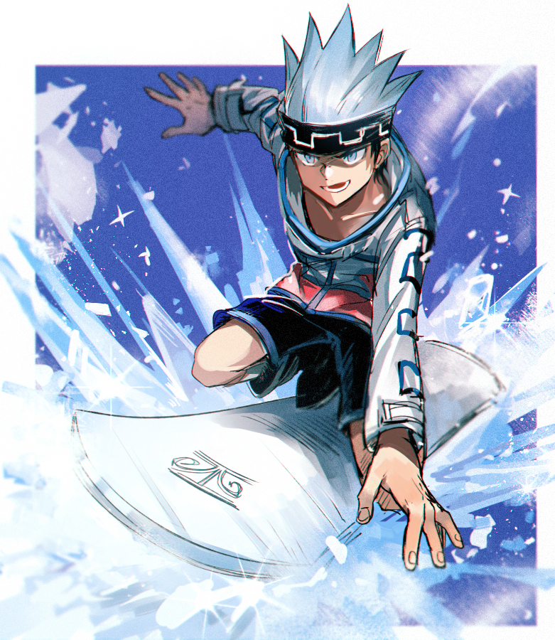 1boy, ainu_clothes, aki_(neyuki41028), collarbone, grey_headband, grey_shorts, happy_birthday, headband