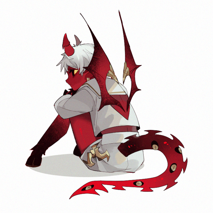 1boy, animal_feet, back_cutout, black_sclera, black_wings, chinese_commentary, closed_mouth, clothing_cutout