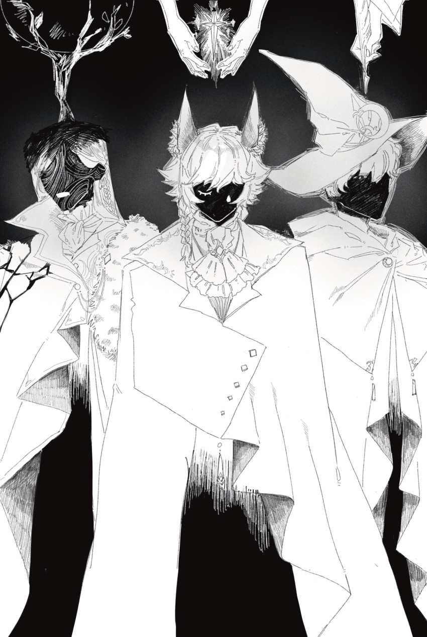 3boys, absurdres, adam_(lord_of_the_mysteries), amon_(lord_of_the_mysteries), angel, antigonus_(lord_of_the_mysteries), bangs, black_eyes