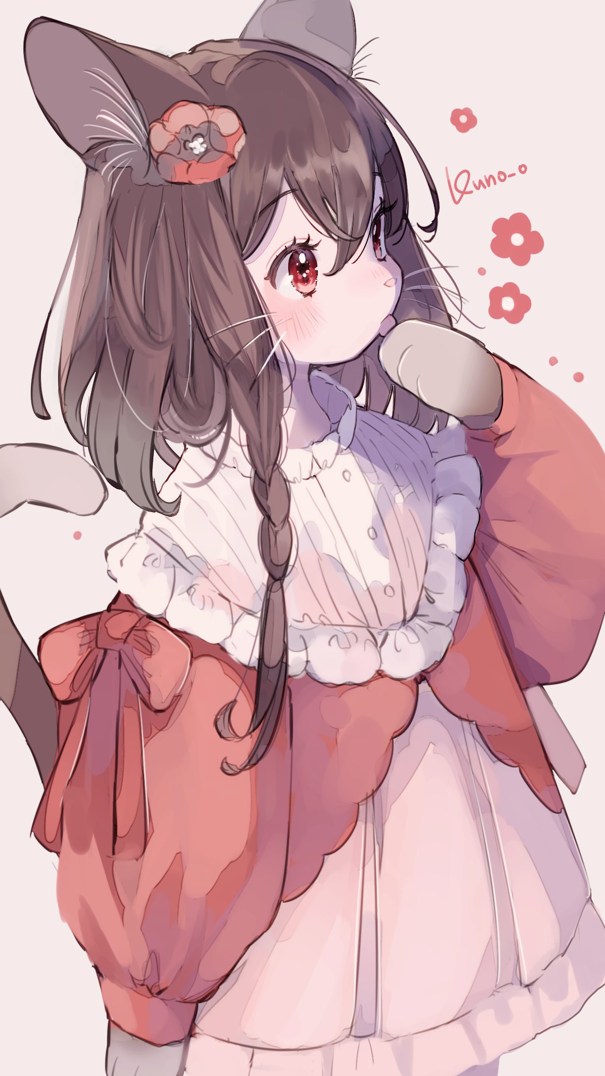 1girl, animal_ear_fluff, animal_ears, animal_hands, animal_nose, blush, body_fur, bow
