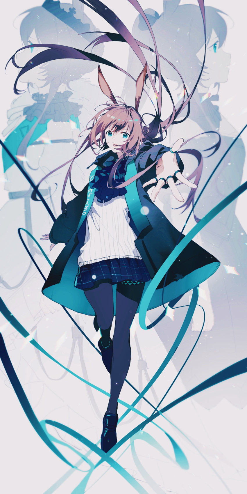 1girl, :d, absurdres, amiya_(arknights), animal_ear_fluff, animal_ears, arknights, bangs