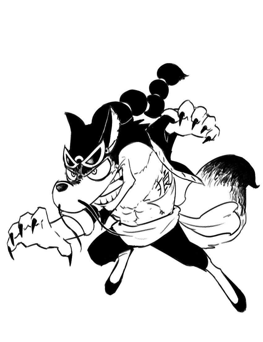 1boy, animal_ears, animal_hands, animal_nose, arm_up, beard, blacknirrow, body_fur