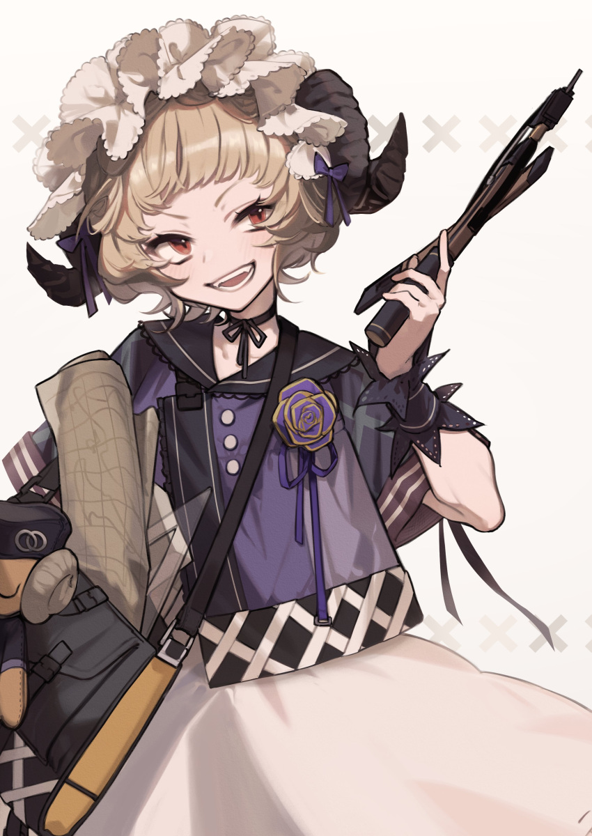 1girl, absurdres, arknights, bag, bangs, bena_(arknights), choker, commentary_request