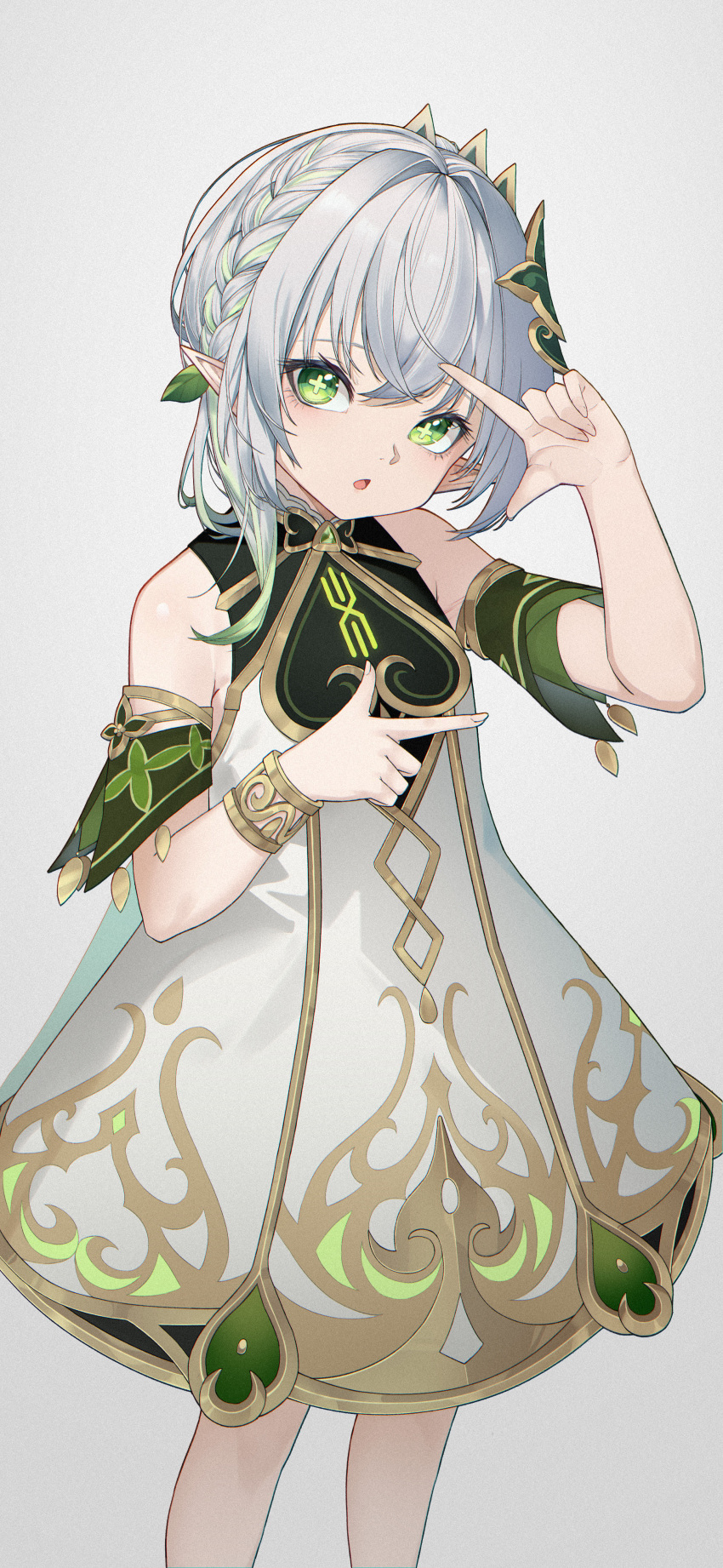 1girl, :o, absurdres, bangs, bare_shoulders, bracelet, braid, chinese_commentary