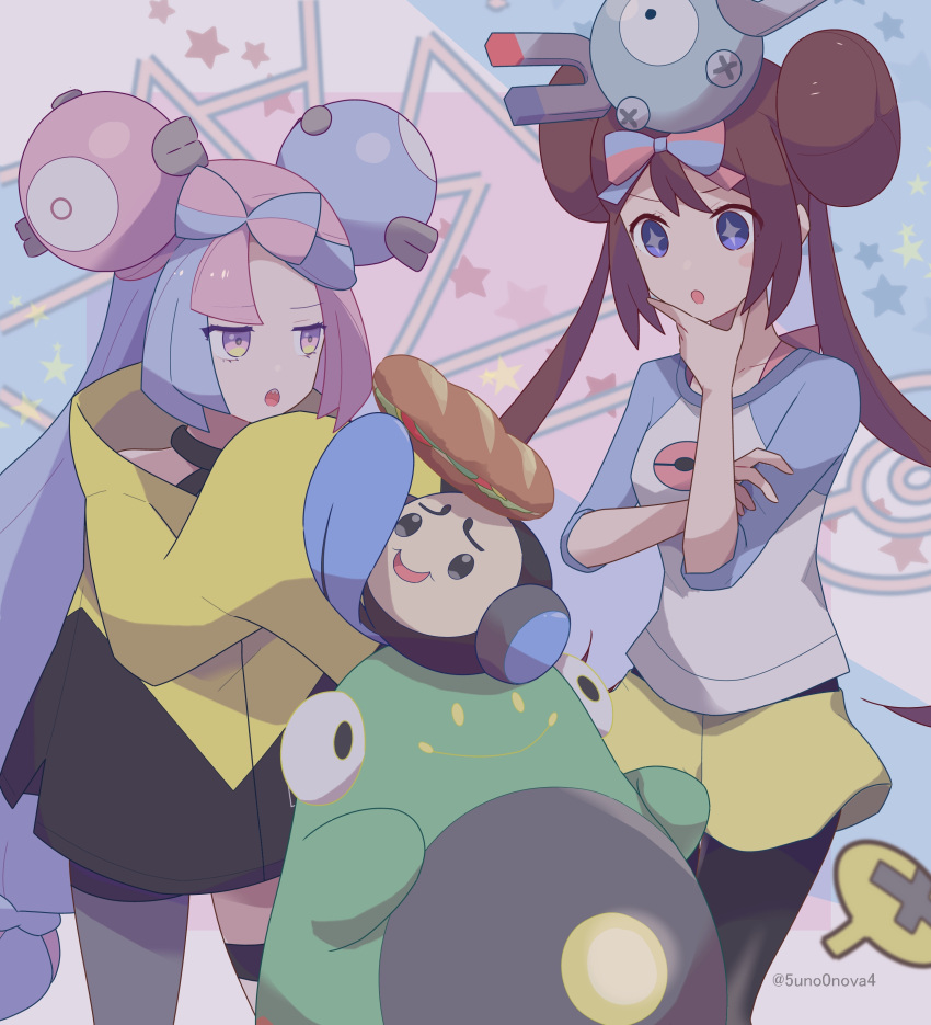 343rone, absurdres, bellibolt, blue_eyes, bow, bow-shaped_hair, brown_hair, character_hair_ornament