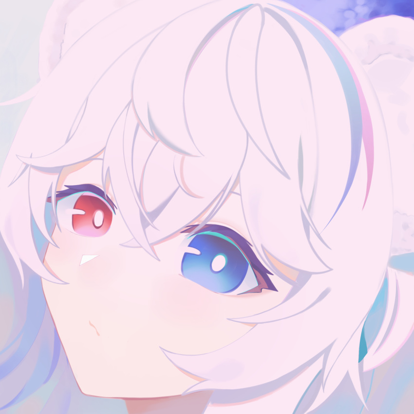 1girl, animal_ears, arknights, bangs, bear_ears, blue_eyes, close-up, hair_between_eyes