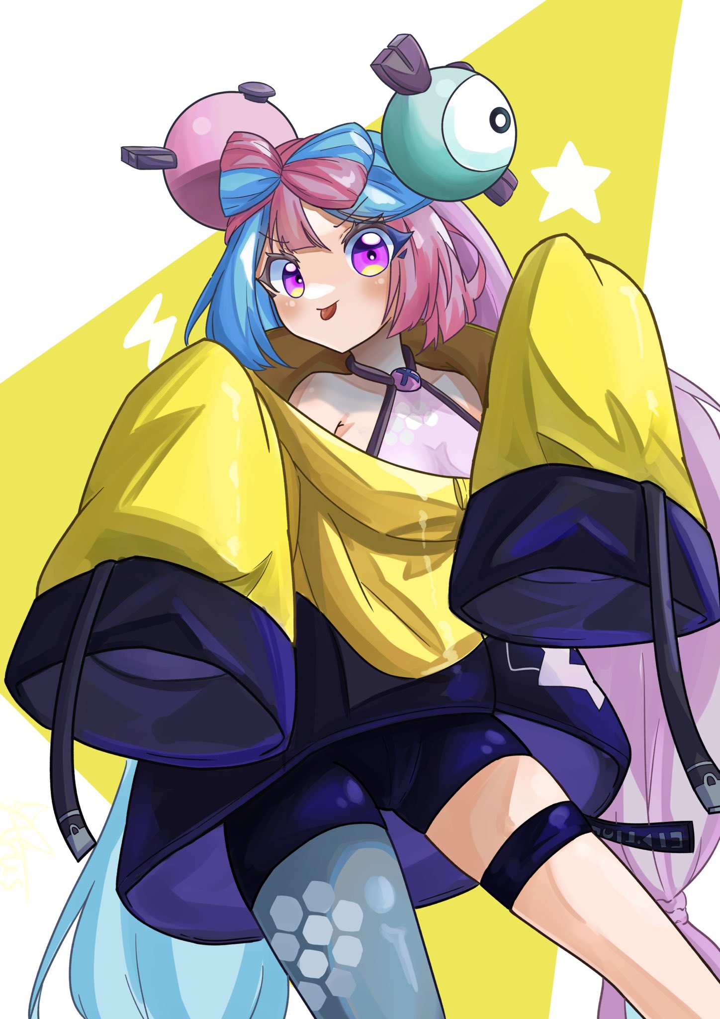 1girl, arus_othellonia, bow-shaped_hair, character_hair_ornament, cosplay, hair_ornament, hexagon_print, highres