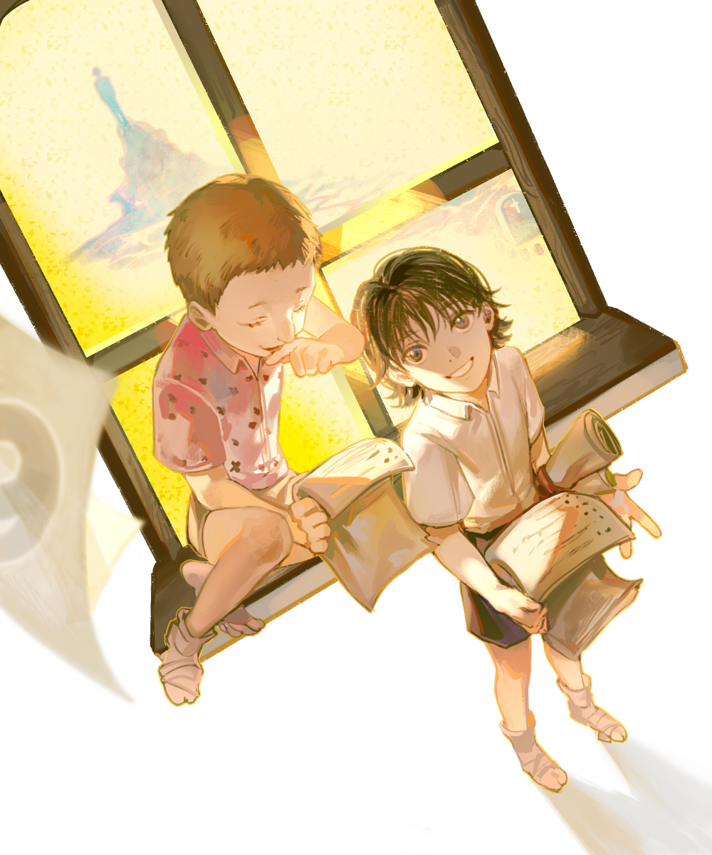 1boy, 1girl, aged_down, blonde_hair, chrollo_lucilfer, closed_eyes, highres, hunter_x_hunter