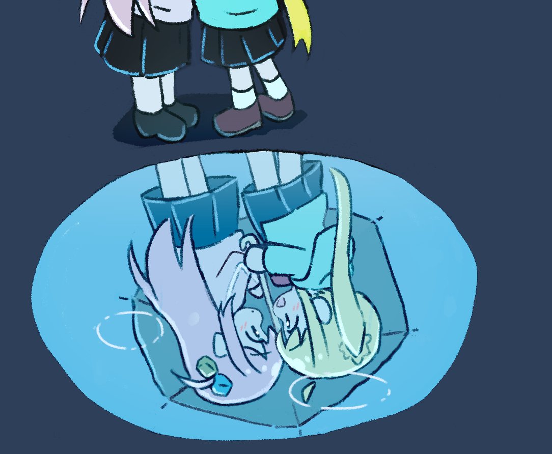 2girls, ahoge, bangs, blonde_hair, blue_eyes, bocchi_the_rock!, bow, chibi