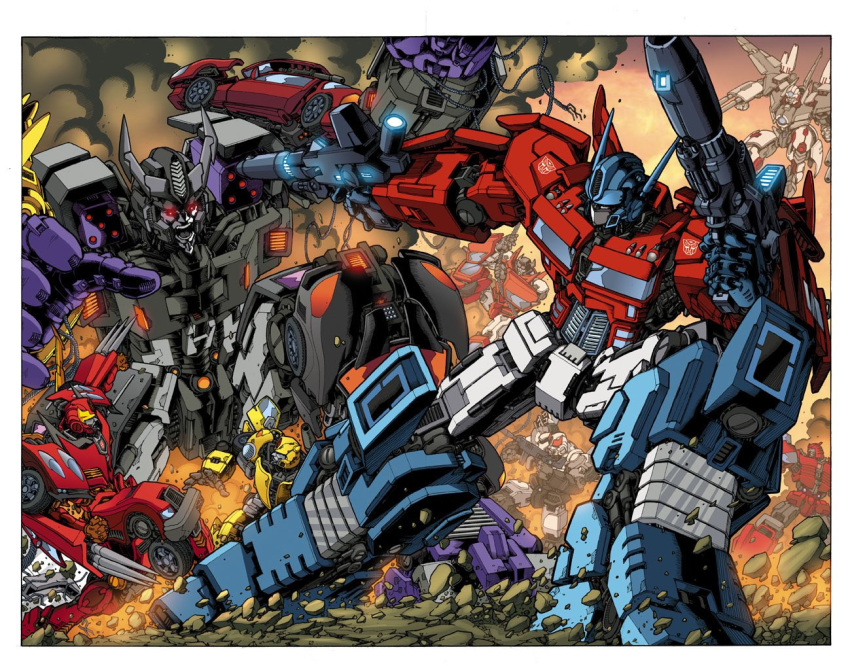 arm_cannon, autobot, border, bumblebee_(transformers), cable, clenched_hand, cliffjumper, decepticon