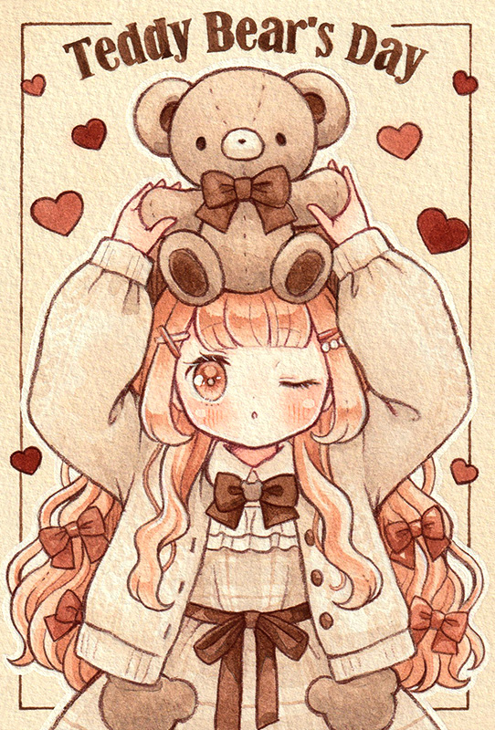 1girl, bangs, blush, bow, brown_bow, brown_cardigan, brown_dress, brown_ribbon