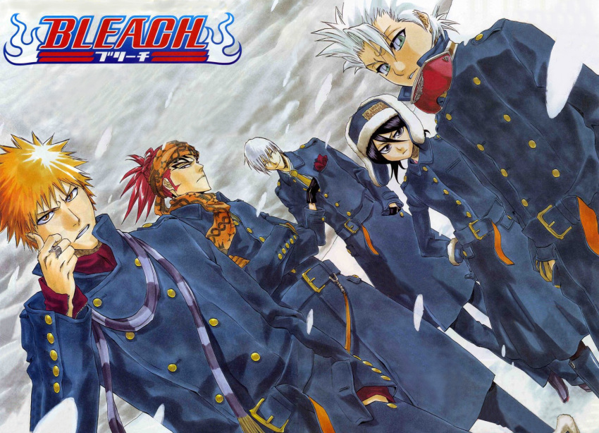 abarai_renji, bleach, hitsugaya_toushirou, ichimaru_gin, kuchiki_rukia, kurosaki_ichigo, official_art, tite_kubo