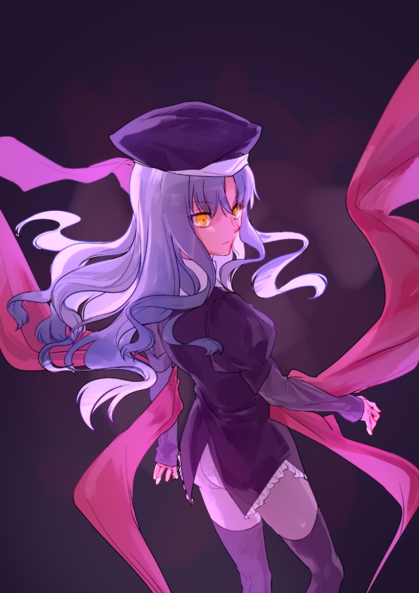 1girl, baaji, bangs, beret, caren_hortensia, dark_background, fate/hollow_ataraxia, fate_(series)