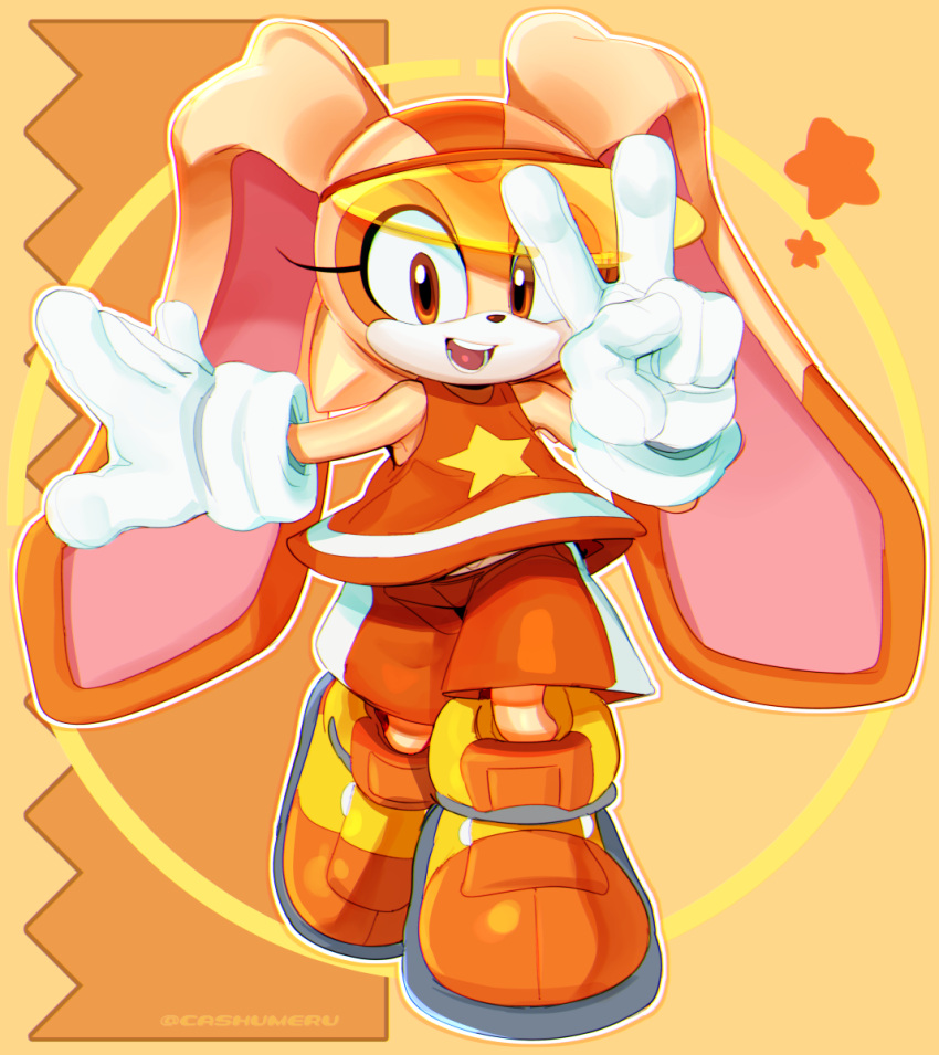 1girl, :d, animal_ears, cashumeru, child, cream_the_rabbit, cream_the_rabbit_(riders), female_child