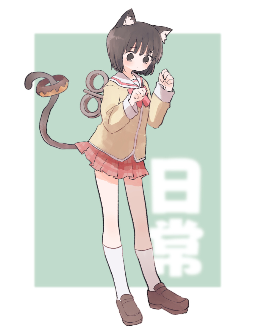 1girl, animal_ears, bangs, black_eyes, black_hair, blush, bow, bowtie