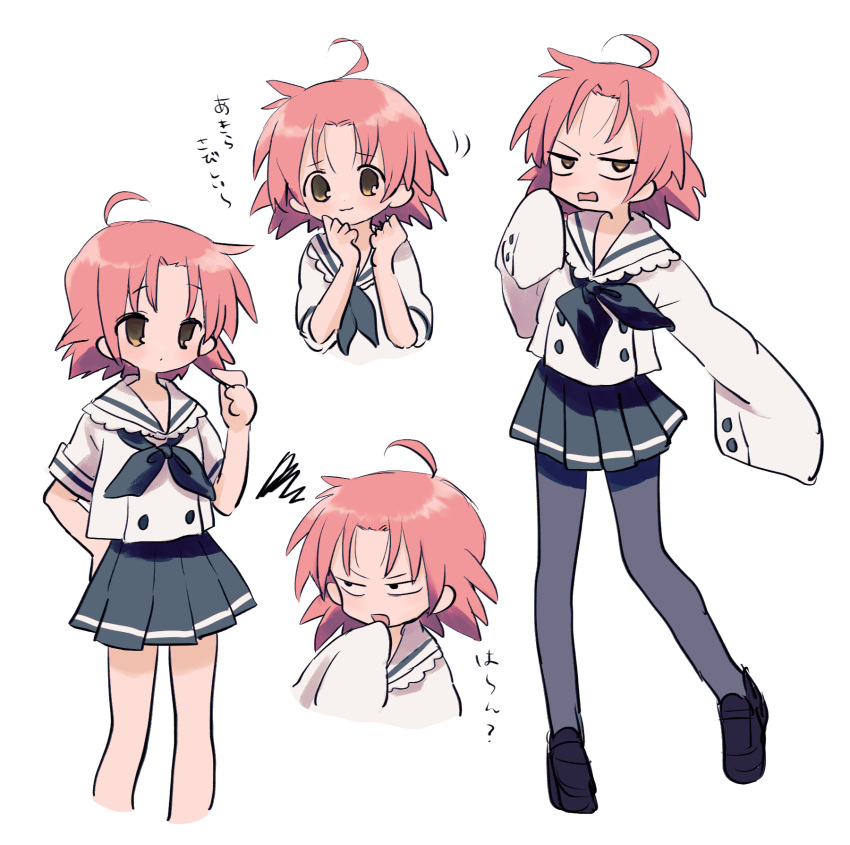 1girl, :3, ahoge, bangs, blush, brown_eyes, frown, highres