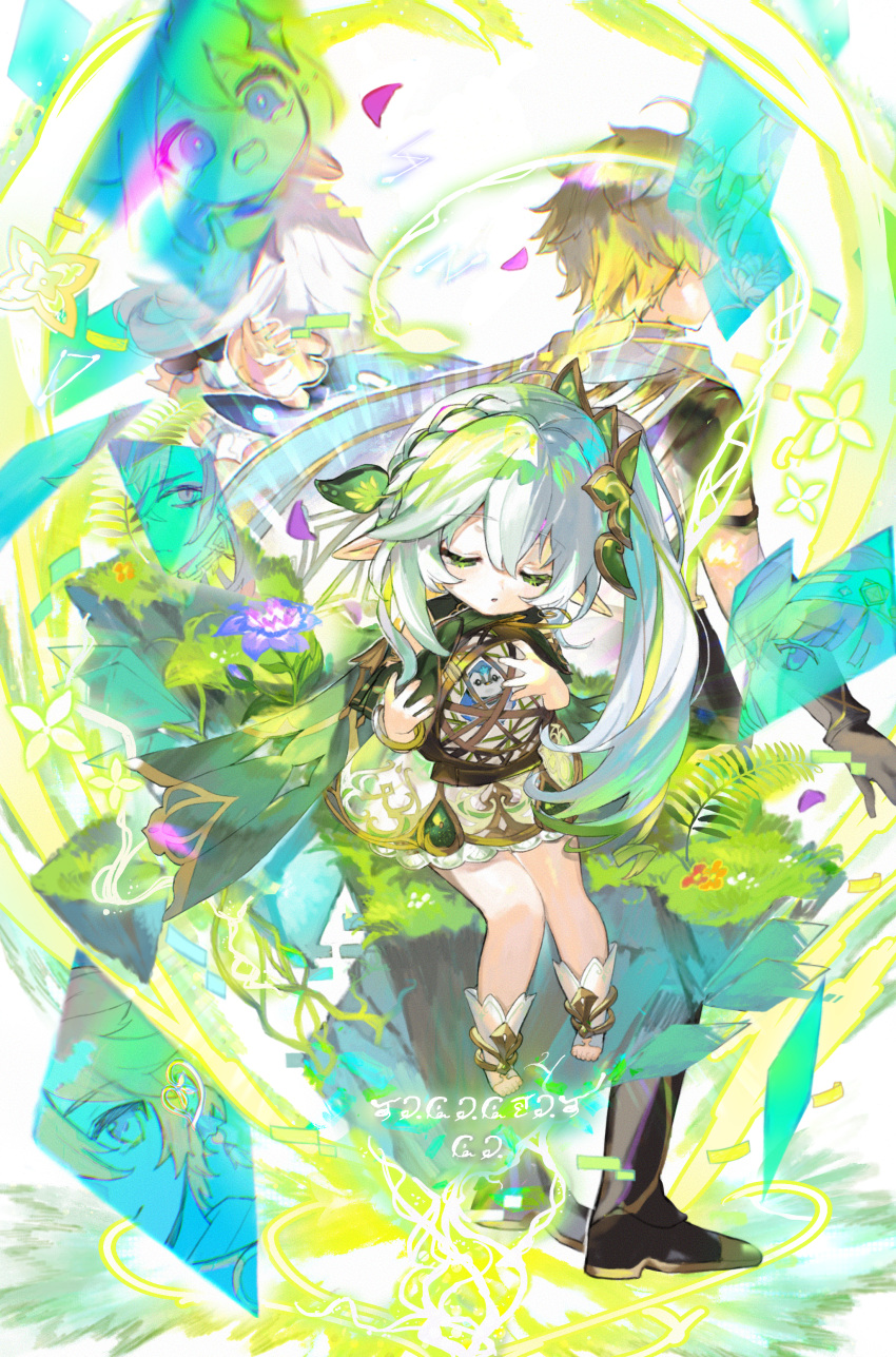 1girl, absurdres, atsumi_jun, character_request, closed_eyes, dehya_(genshin_impact), dress, dunyarzad_(genshin_impact)