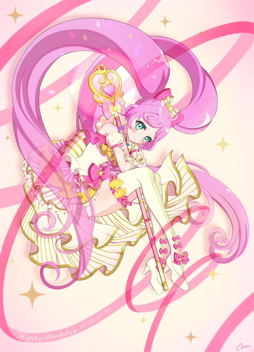 1girl, absurdres, bangs, blush, bow, frills, green_eyes, hair_bow