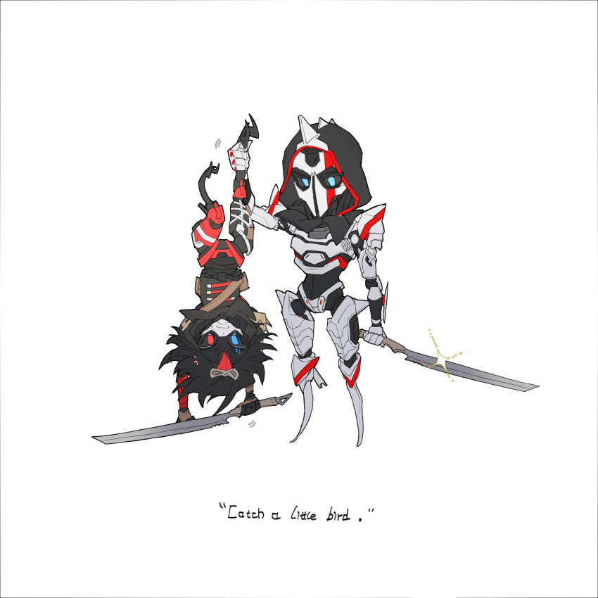 2girls, android, animification, apex_legends, ash_(titanfall_2), black_sclera, blue_eyes, chain_of_command_ash