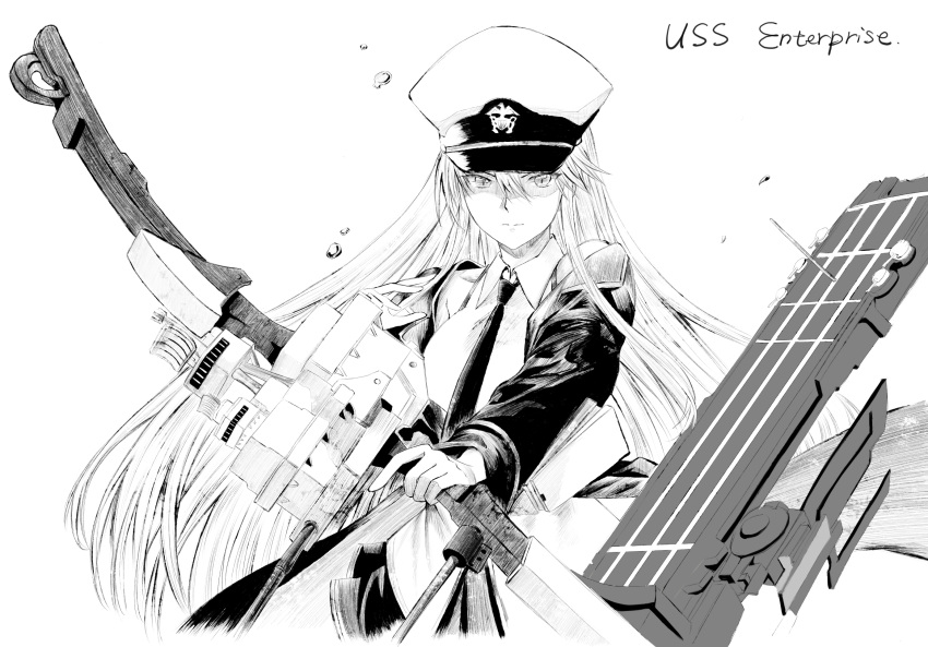 1girl, azur_lane, black_coat, black_skirt, bow_(weapon), coat, collared_shirt, enterprise_(azur_lane)