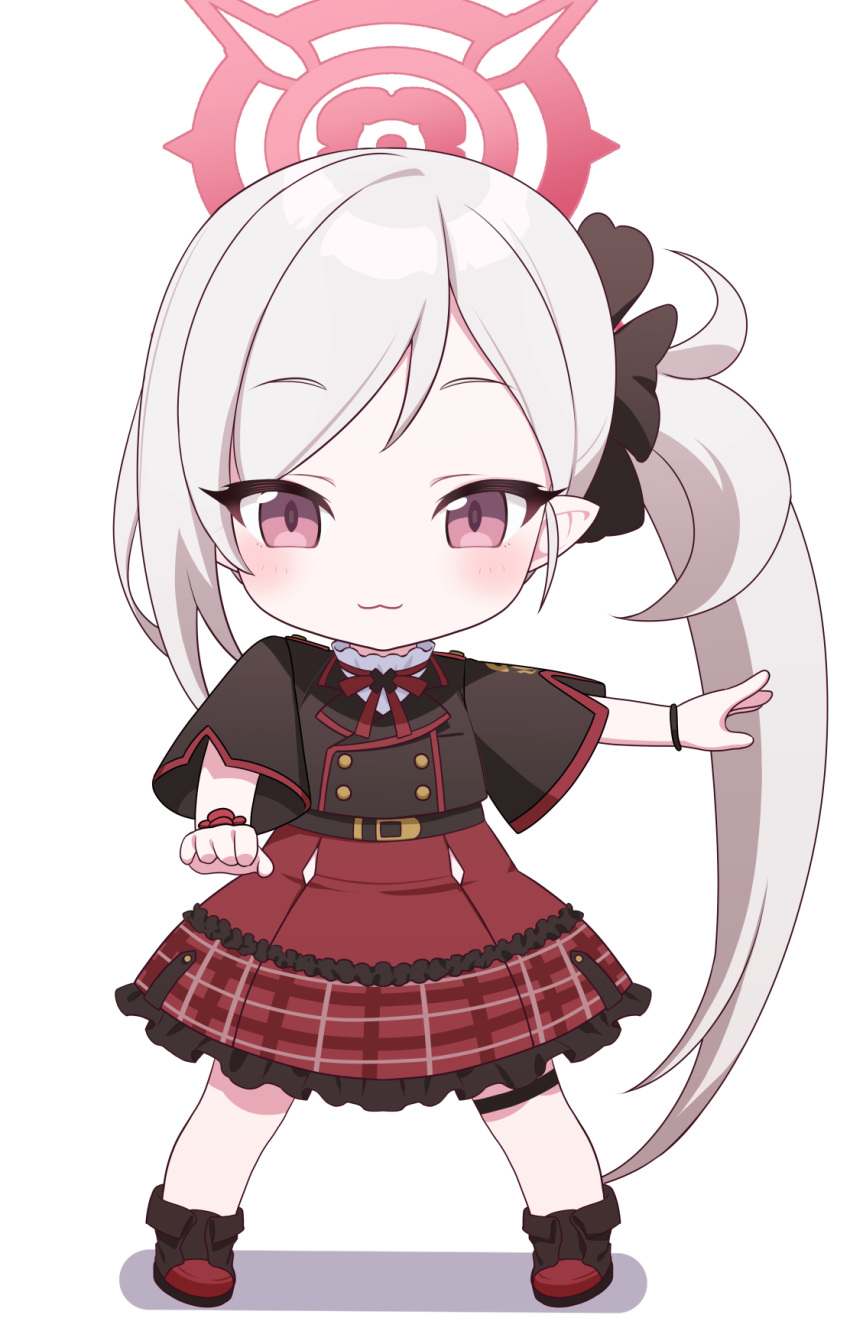 1girl, :3, black_flower, blue_archive, chads_dancing_to_california_gurls_(meme), chibi, dancing, flower