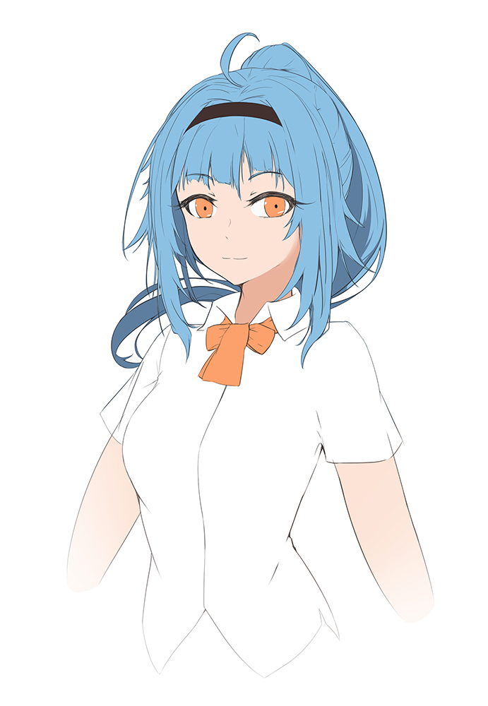 1girl, bangs, black_hairband, blue_hair, closed_mouth, commentary, cropped_torso, eien_(x0b3o6x7)