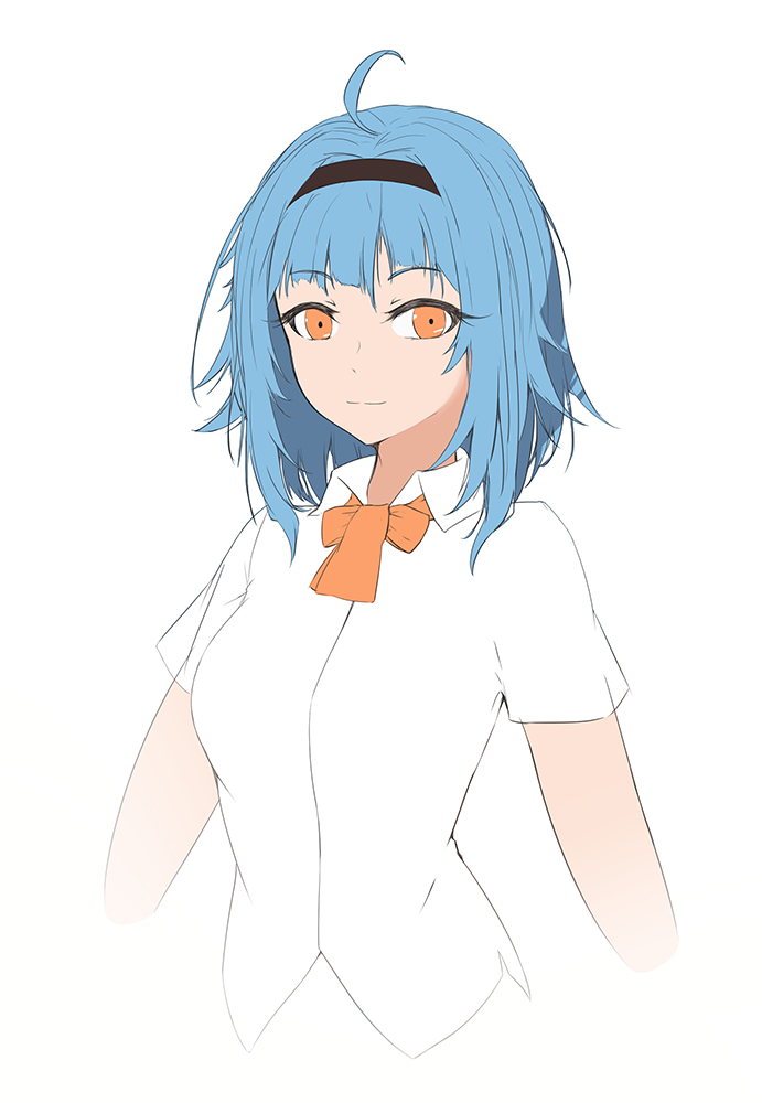 1girl, bangs, black_hairband, blue_hair, closed_mouth, commentary, cropped_torso, eien_(x0b3o6x7)