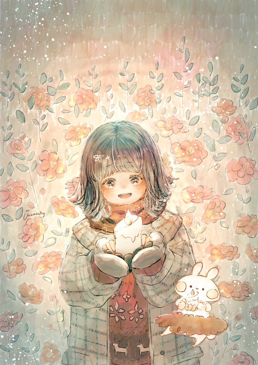 1girl, animal_print, artist_name, bangs, black_eyes, black_hair, blush, blush_stickers