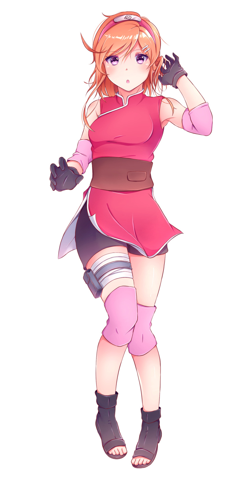 1girl, :o, absurdres, bangs, black_gloves, black_shorts, blush, brown_hair