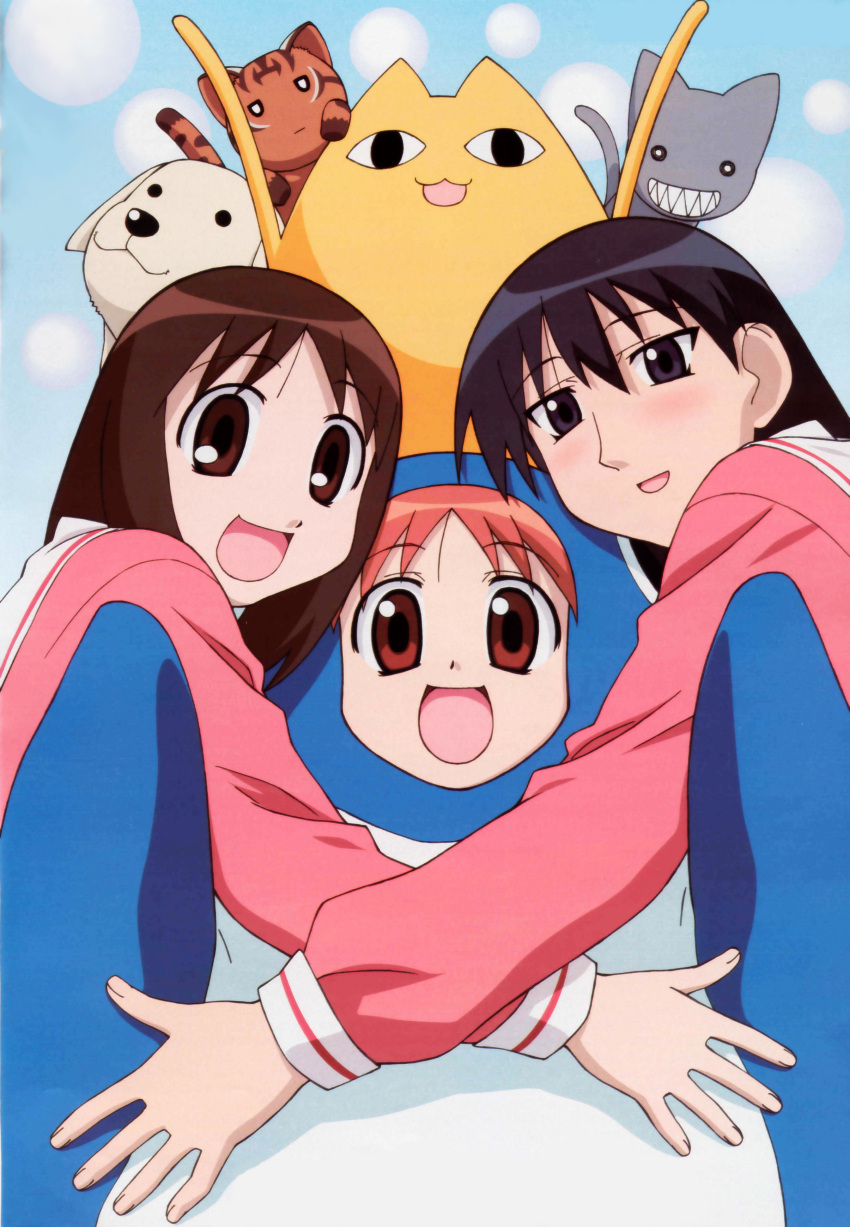 animal_costume, azumanga_daioh, azumanga_daiou, black_hair, blush, brown_eyes, brown_hair, cat