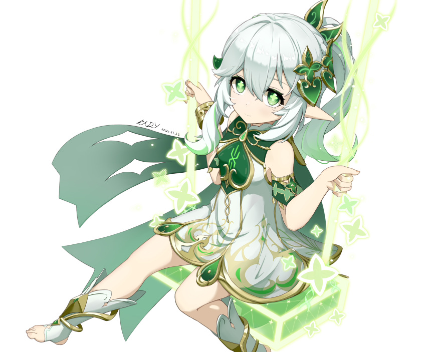 1girl, absurdres, bangs, bracelet, cape, commentary_request, detached_sleeves, dress