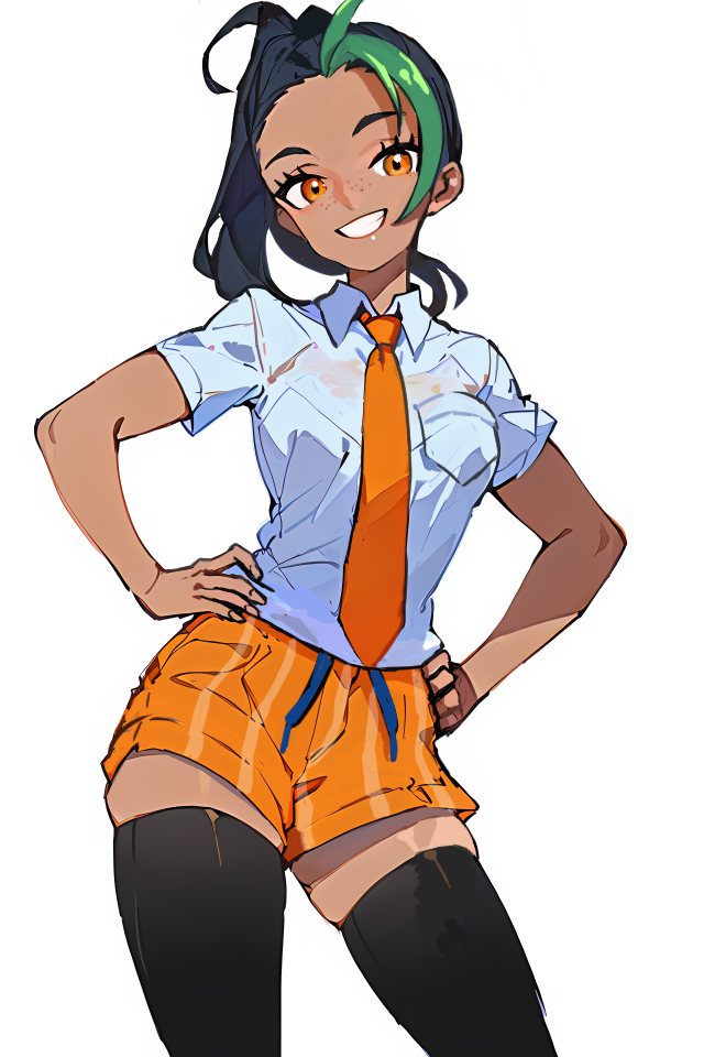 1girl, black_hair, black_thighhighs, breast_pocket, collared_shirt, commentary_request, cowboy_shot, eyelashes