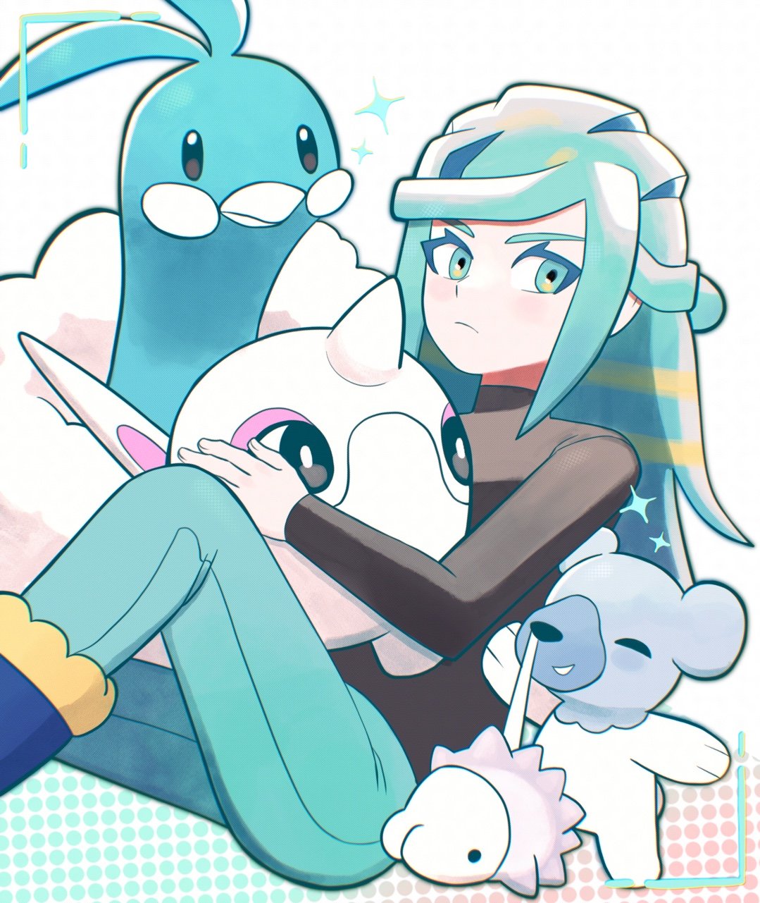 1boy, altaria, blue_footwear, boots, cetoddle, chirosamu, closed_mouth, commentary_request