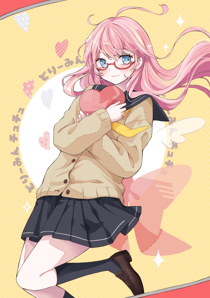 1girl, absurdres, ahoge, bangs, blue_eyes, blush, bow, cardigan