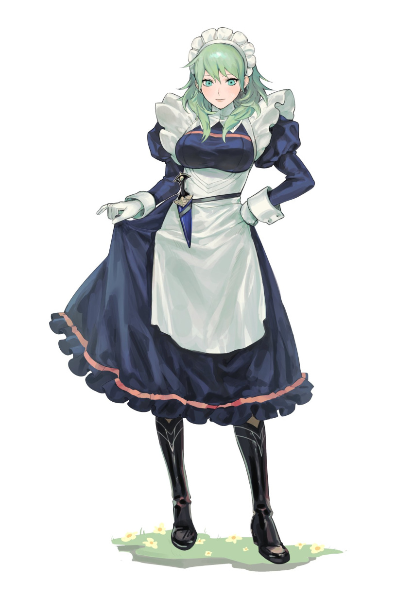 1girl, boots, breasts, byleth_(fire_emblem), byleth_eisner_(female), clothes_lift, dagger, fire_emblem
