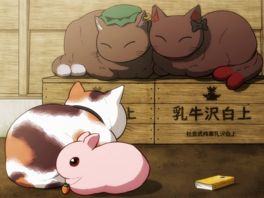 ^_^, animal, animal_ear_fluff, animalization, black_bow, bow, carrot_necklace, cat