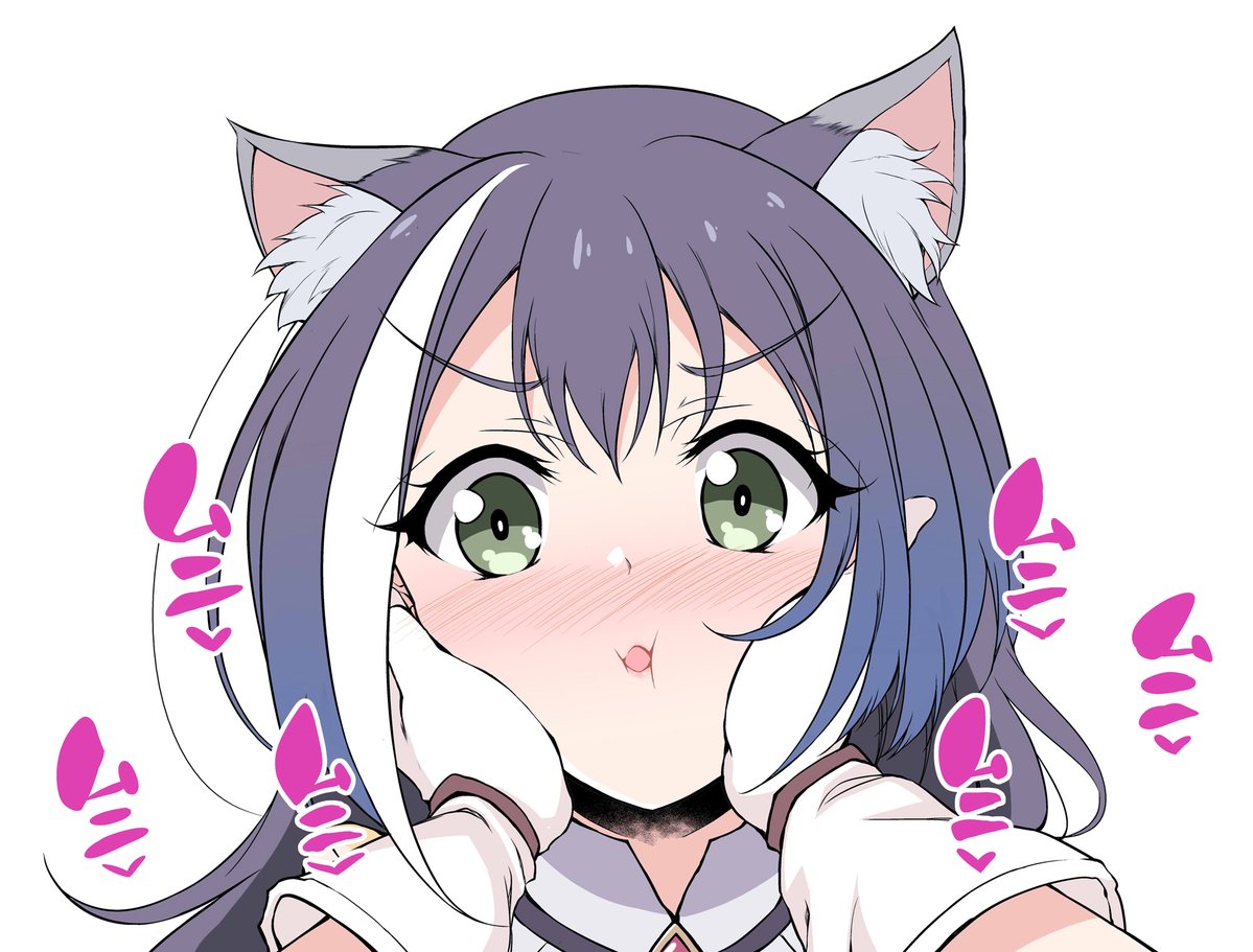 2girls, animal_ear_fluff, animal_ears, blush, cat_ears, cat_girl, close-up, collar