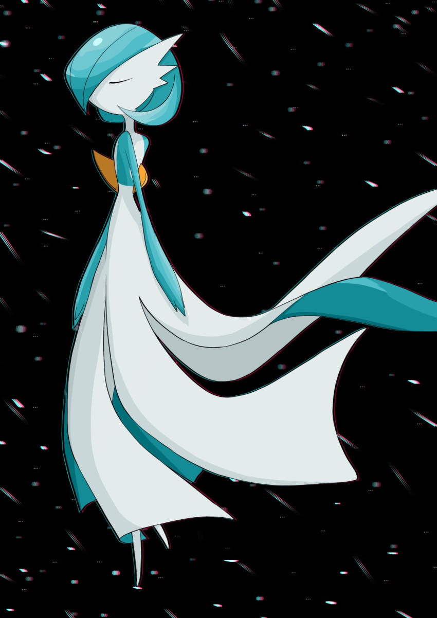 1girl, alternate_color, arms_at_sides, bangs, black_background, blue_hair, blue_skin, bob_cut