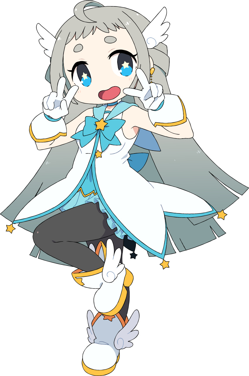 1girl, absurdres, blue_eyes, full_body, hair_ornament, highres, loli, long_hair, magical_girl, merku, milchchan, official_art, sailor_collar