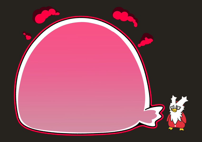 absurdres, bag, black_background, clouds, delibird, fukidashi_cotton, gigantamax, gigantamax_(other)