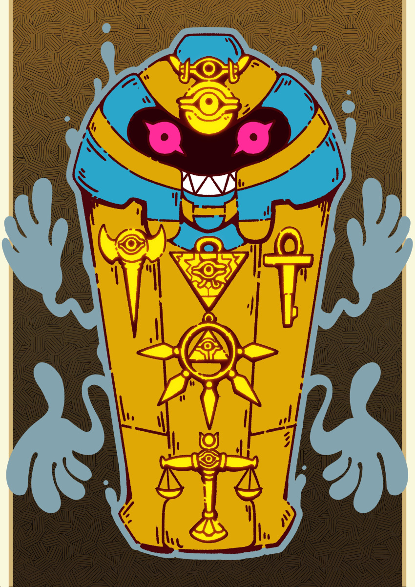 absurdres, cofagrigus, crossover, fukidashi_cotton, grin, highres, millennium_eye, millennium_key
