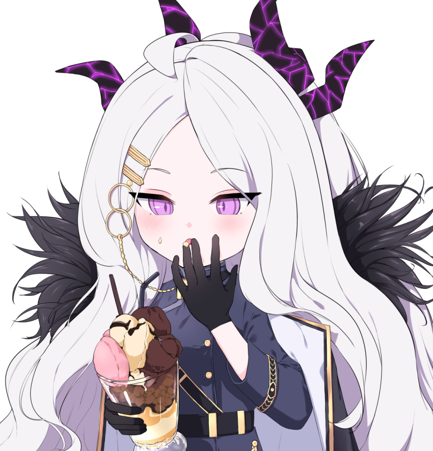 1girl, ahoge, bangs, belt, black_gloves, blue_archive, clip, coat