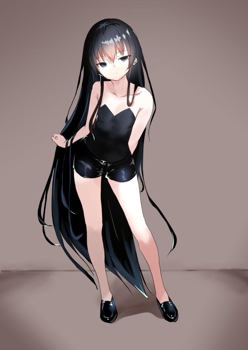 1girl, absurdly_long_hair, absurdres, black_bodysuit, black_eyes, black_hair, bodysuit, full_body
